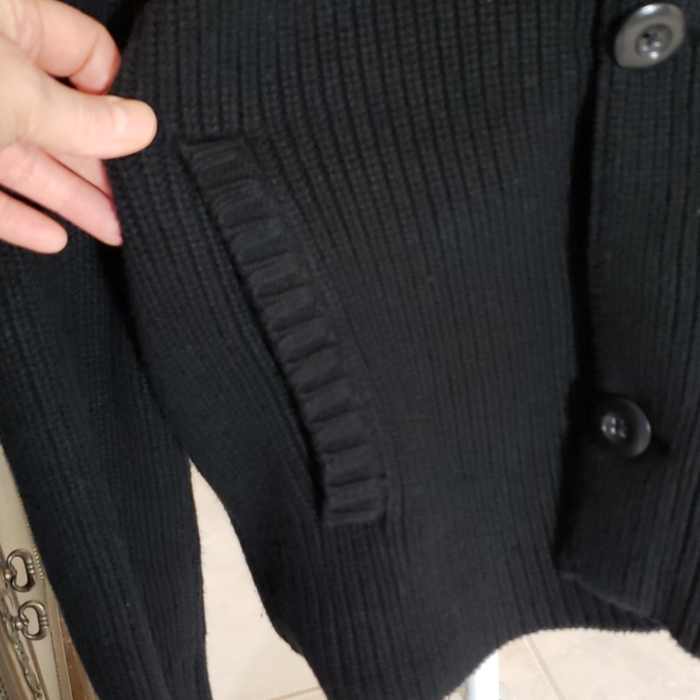 Express Cableknit Button Sweater Black Medium - image 5